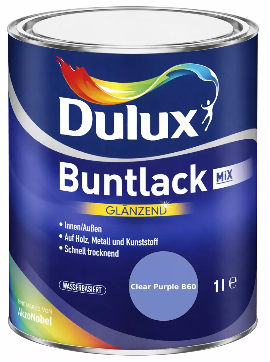 Dulux Buntlack Glänzend wasserbasiert Clear Purple B60 Wunschfarbton 1 L