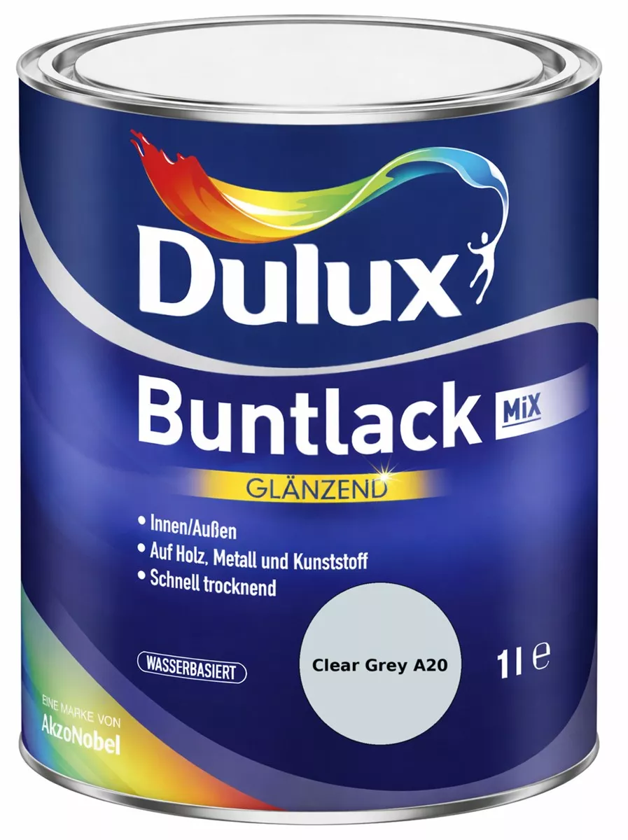 Dulux Buntlack Glänzend wasserbasiert Clear Grey A20 Wunschfarbton 1 L