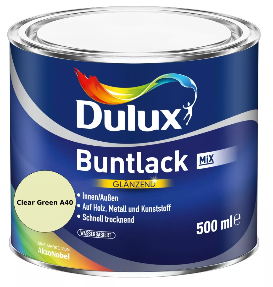 Dulux Buntlack Glänzend wasserbasiert Clear Green A40 Wunschfarbton 0,5 L