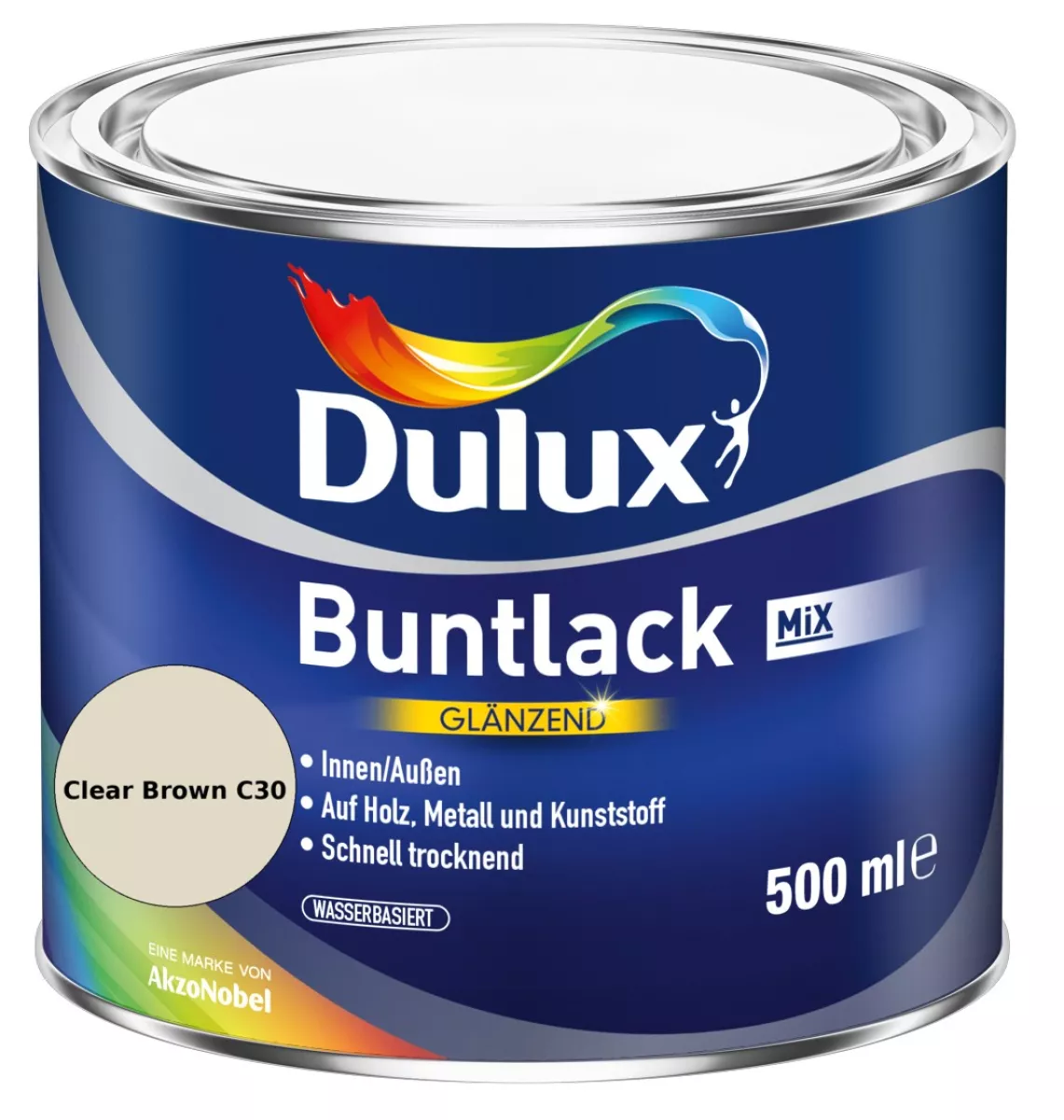 Dulux Buntlack Glänzend wasserbasiert Clear Brown C30 Wunschfarbton 0,5 L