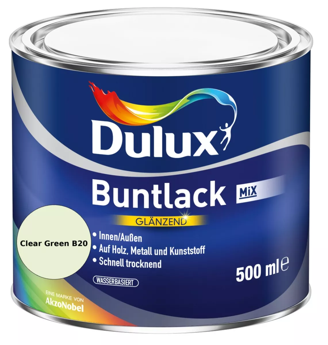 Dulux Buntlack Glänzend wasserbasiert Clear Green B20 Wunschfarbton 0,5 L
