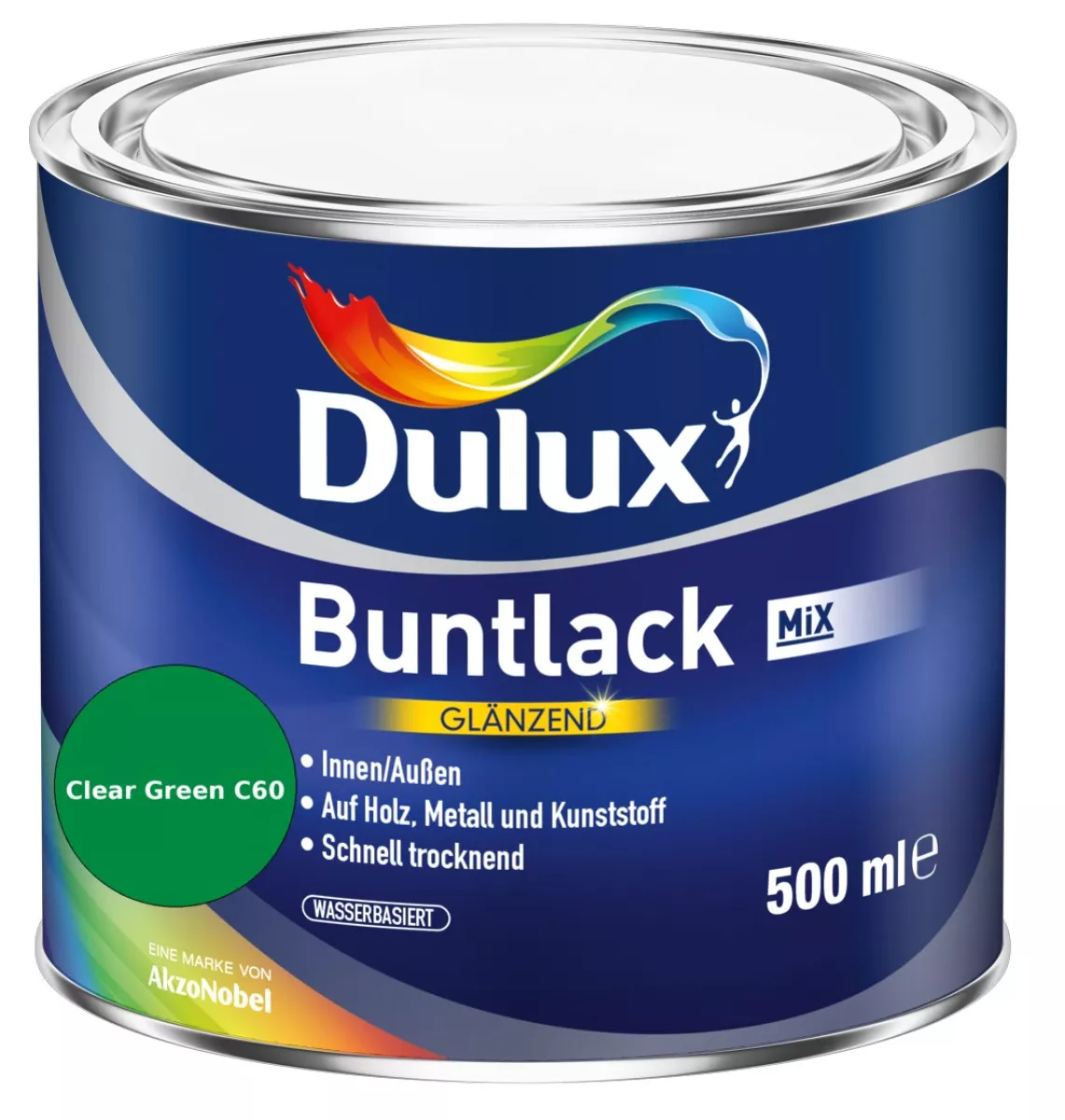 Dulux Buntlack Glänzend wasserbasiert Clear Green C60 Wunschfarbton 0,5 L