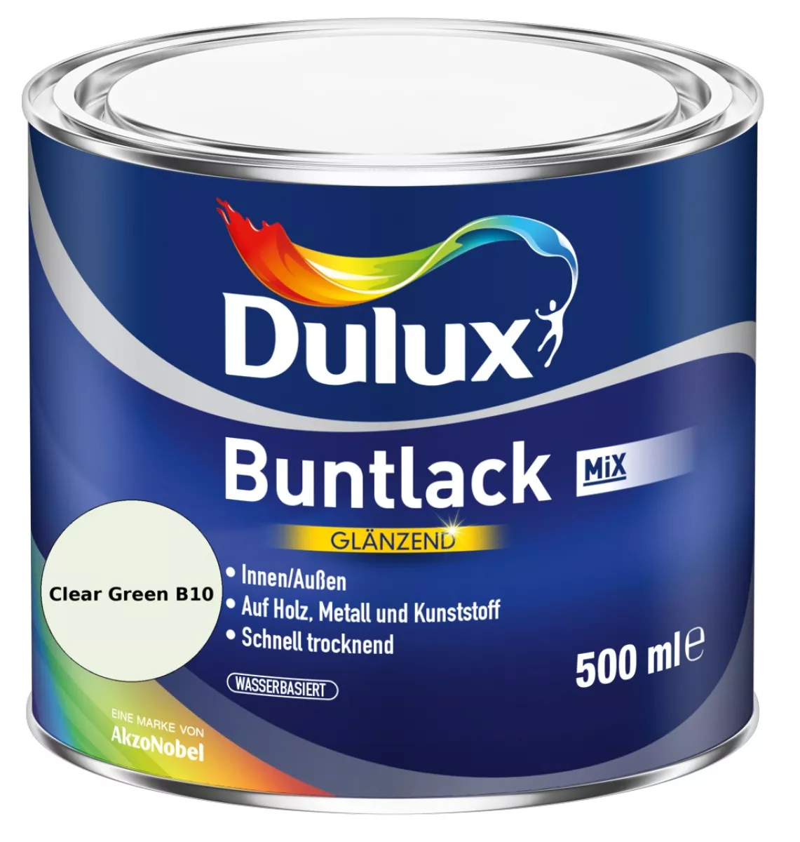 Dulux Buntlack Glänzend wasserbasiert Clear Green B10 Wunschfarbton 0,5 L
