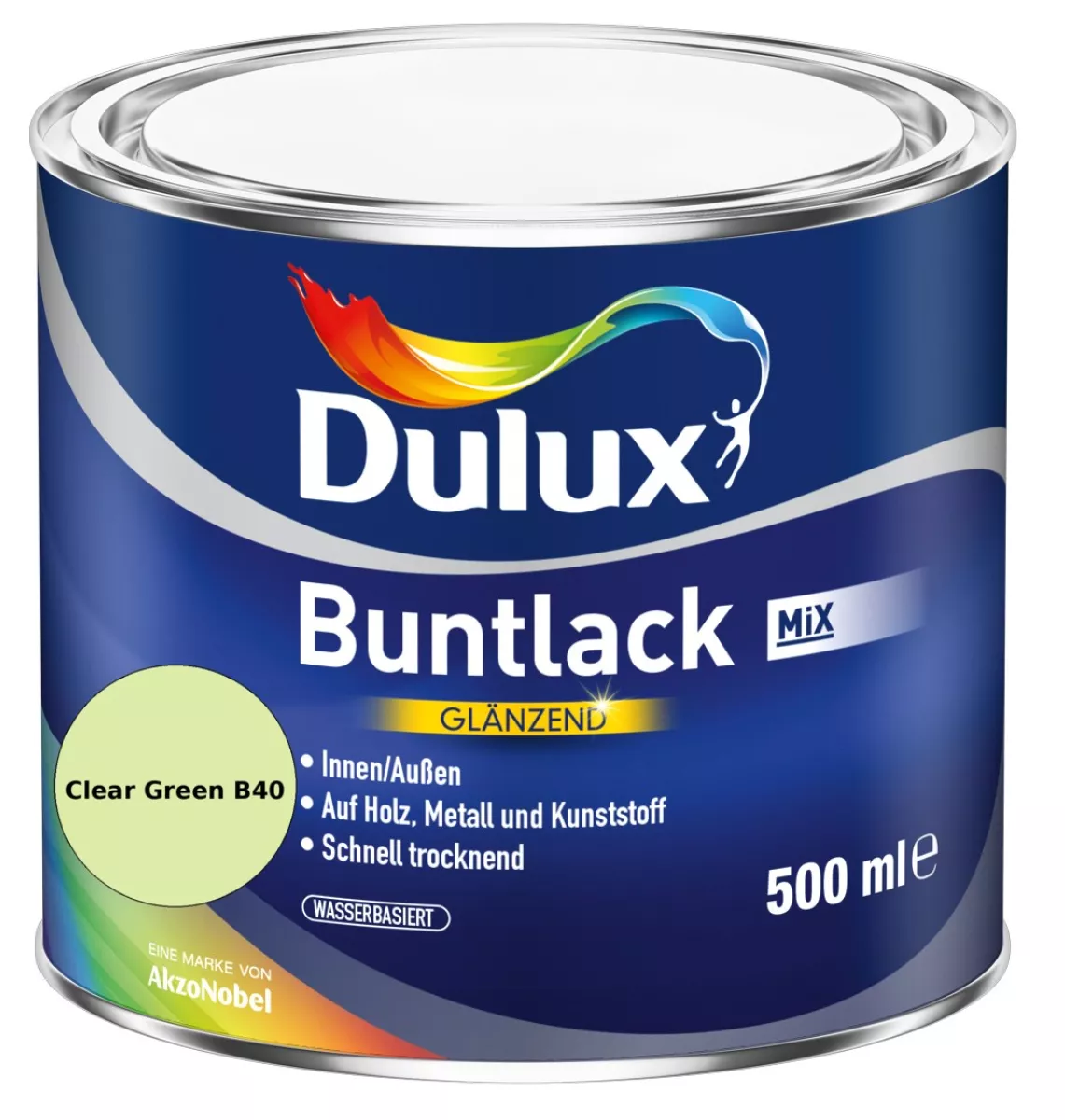 Dulux Buntlack Glänzend wasserbasiert Clear Green B40 Wunschfarbton 0,5 L