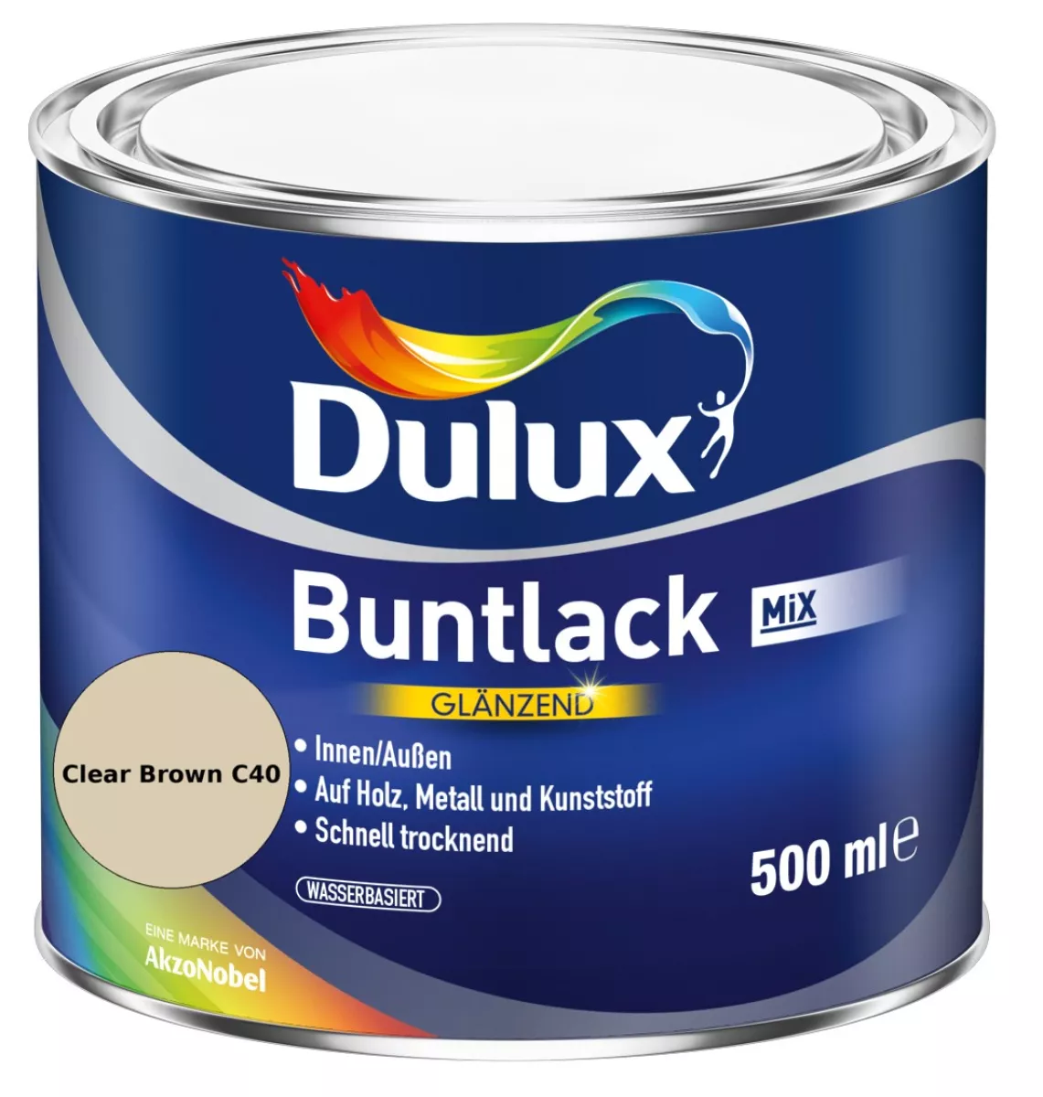 Dulux Buntlack Glänzend wasserbasiert Clear Brown C40 Wunschfarbton 0,5 L