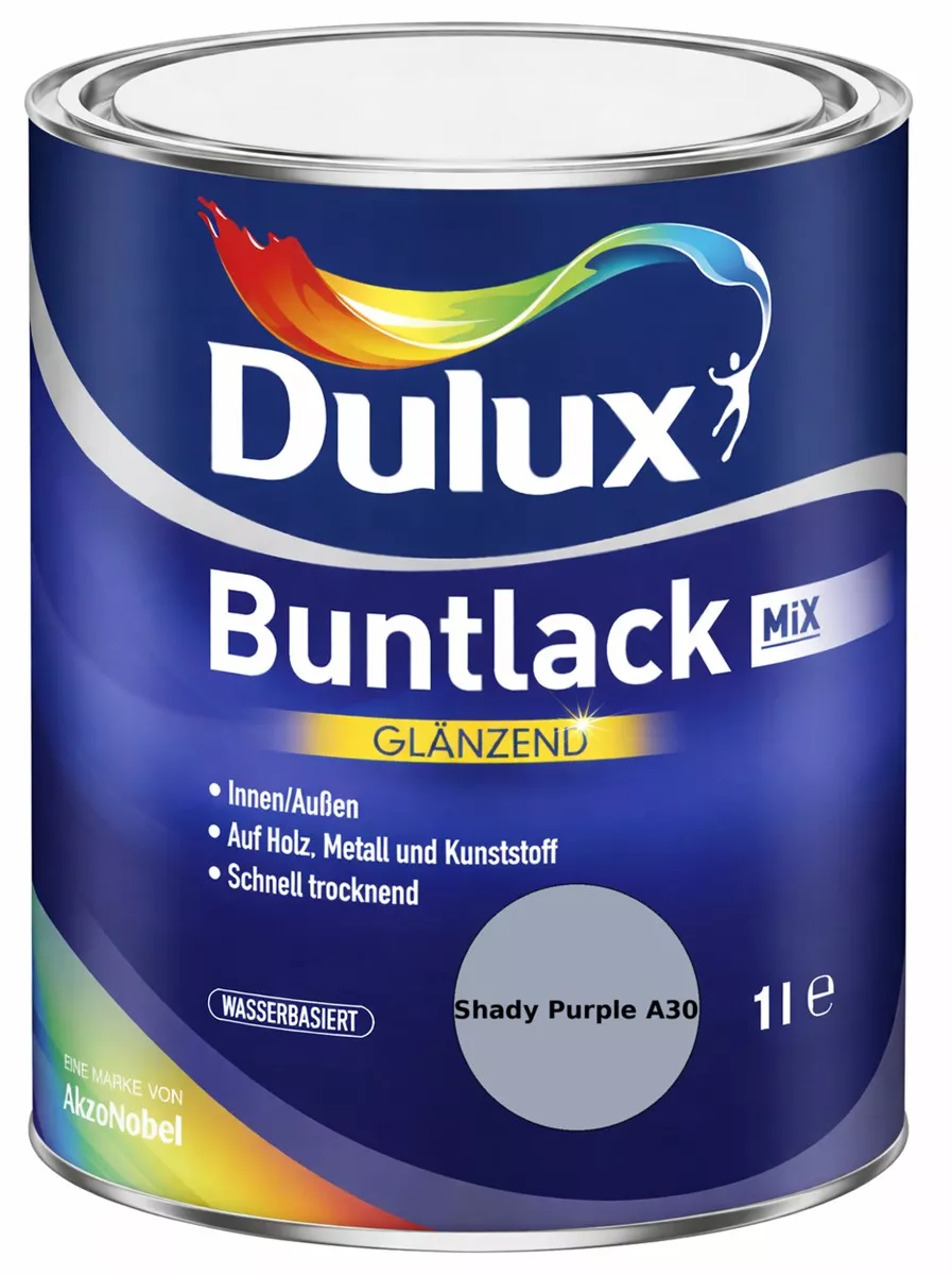 Dulux Buntlack Glänzend wasserbasiert Shady Purple A30 Wunschfarbton 1 L
