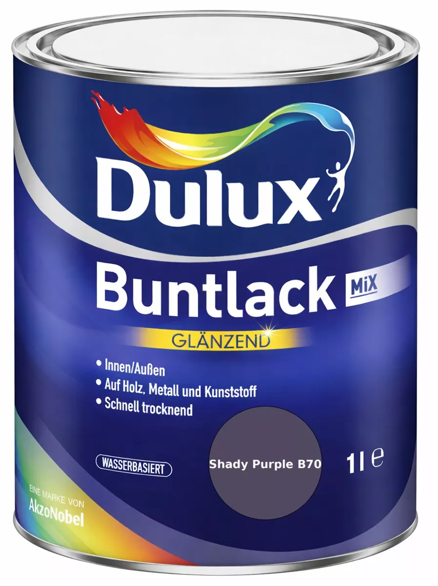 Dulux Buntlack Glänzend wasserbasiert Shady Purple B70 Wunschfarbton 1 L