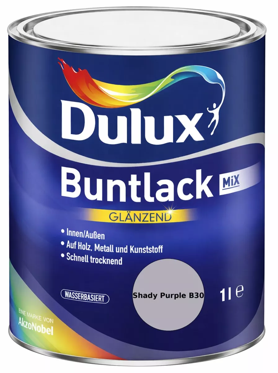 Dulux Buntlack Glänzend wasserbasiert Shady Purple B30 Wunschfarbton 1 L