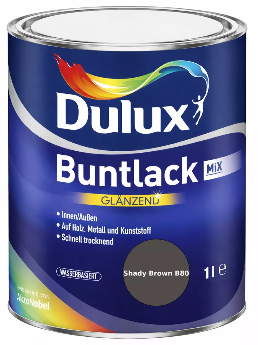 Dulux Buntlack Glänzend wasserbasiert Shady Brown B80 Wunschfarbton 1 L
