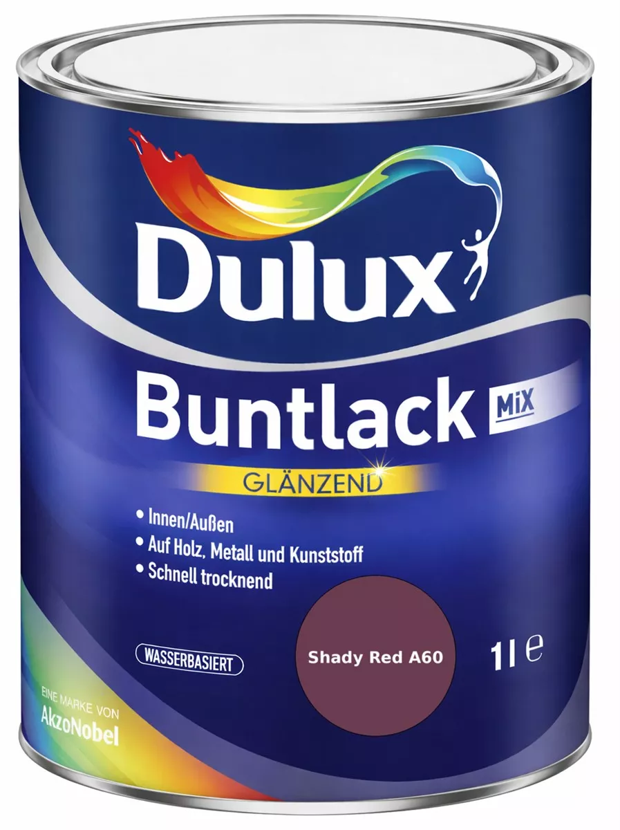 Dulux Buntlack Glänzend wasserbasiert Shady Red A60 Wunschfarbton 1 L