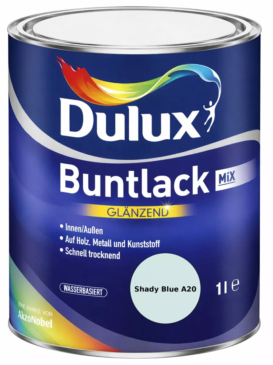 Dulux Buntlack Glänzend wasserbasiert Shady Blue A20 Wunschfarbton 1 L