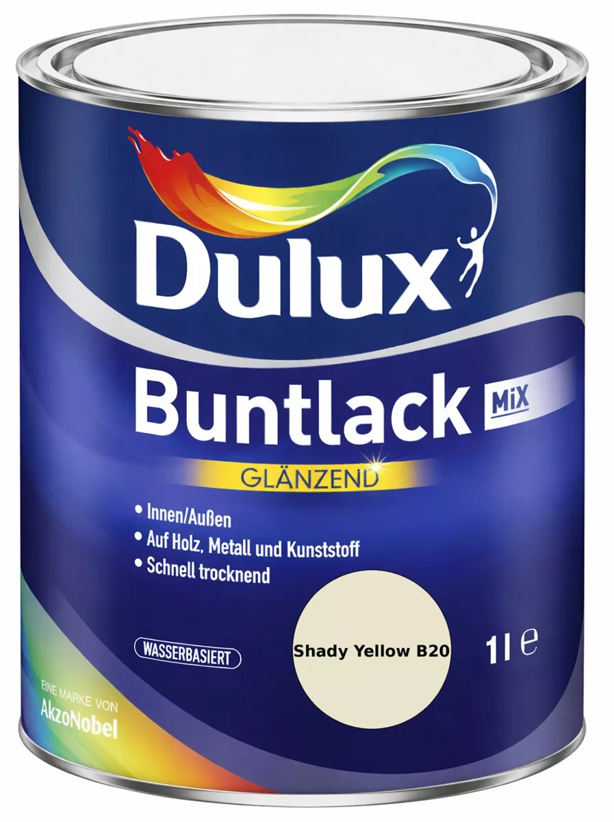 Dulux Buntlack Glänzend wasserbasiert Shady Yellow B20 Wunschfarbton 1 L