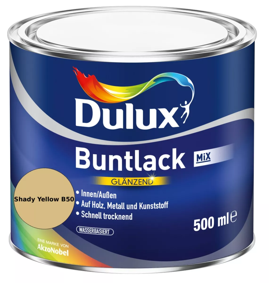 Dulux Buntlack Glänzend wasserbasiert Shady Yellow B50 Wunschfarbton 0,5 L