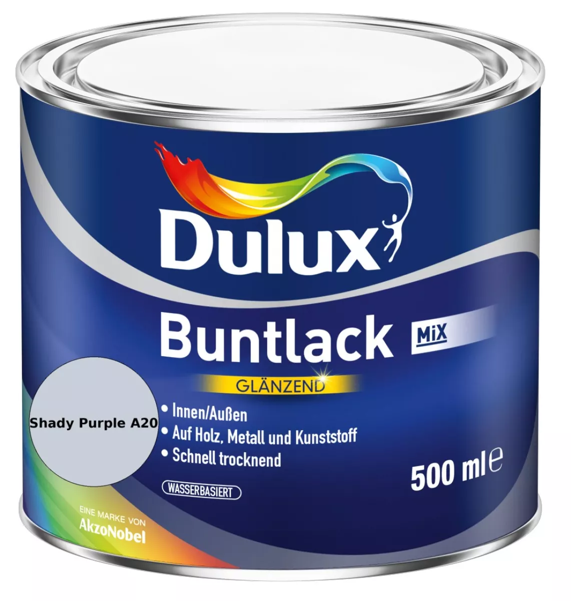 Dulux Buntlack Glänzend wasserbasiert Shady Purple A20 Wunschfarbton 0,5 L
