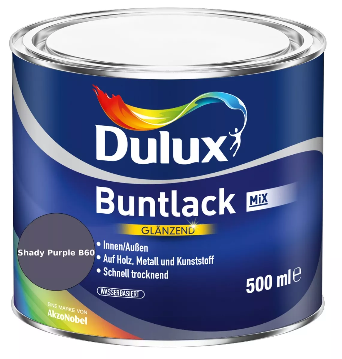 Dulux Buntlack Glänzend wasserbasiert Shady Purple B60 Wunschfarbton 0,5 L