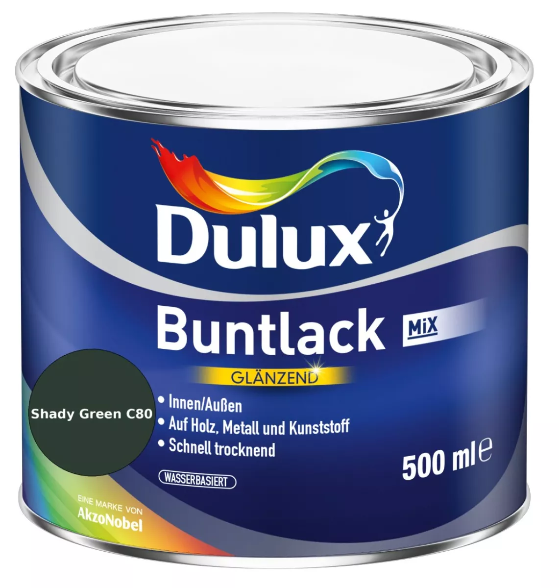Dulux Buntlack Glänzend wasserbasiert Shady Green C80 Wunschfarbton 0,5 L