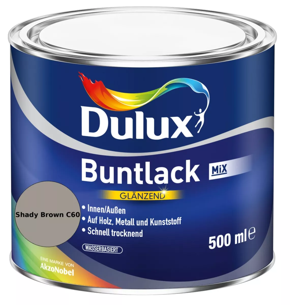 Dulux Buntlack Glänzend wasserbasiert Shady Brown C60 Wunschfarbton 0,5 L
