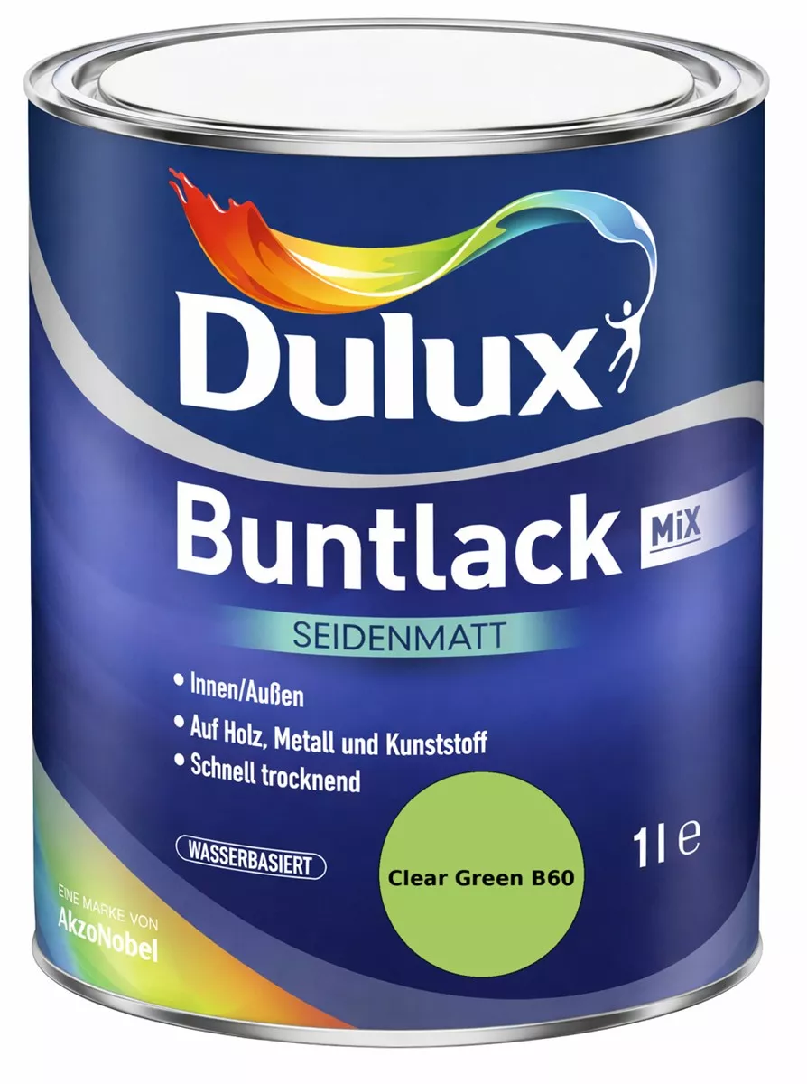 Dulux Buntlack Seidenmatt wasserbasiert Clear Green B60 Wunschfarbton 1 L