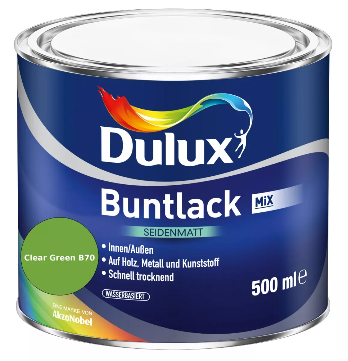 Dulux Buntlack Seidenmatt wasserbasiert Clear Green B70 Wunschfarbton 0,5 L
