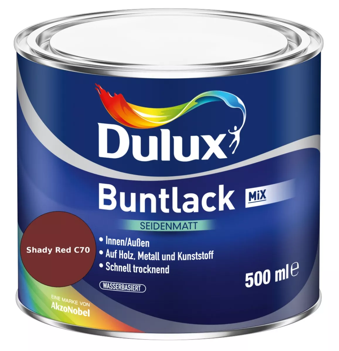 Dulux Buntlack Seidenmatt wasserbasiert Shady Red C70 Wunschfarbton 0,5 L