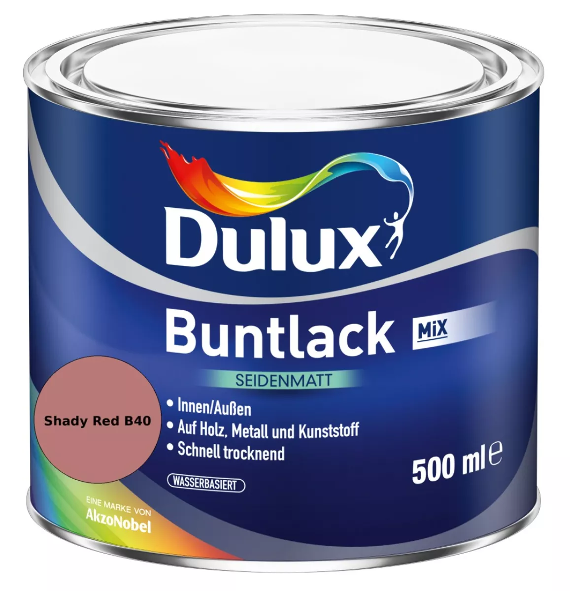 Dulux Buntlack Seidenmatt wasserbasiert Shady Red B40 Wunschfarbton 0,5 L