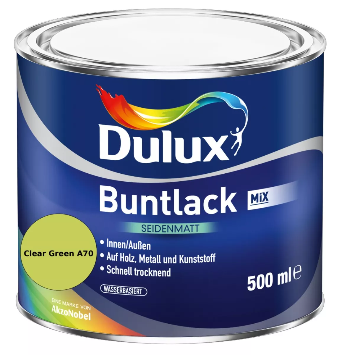 Dulux Buntlack Seidenmatt wasserbasiert Clear Green A70 Wunschfarbton 0,5 L
