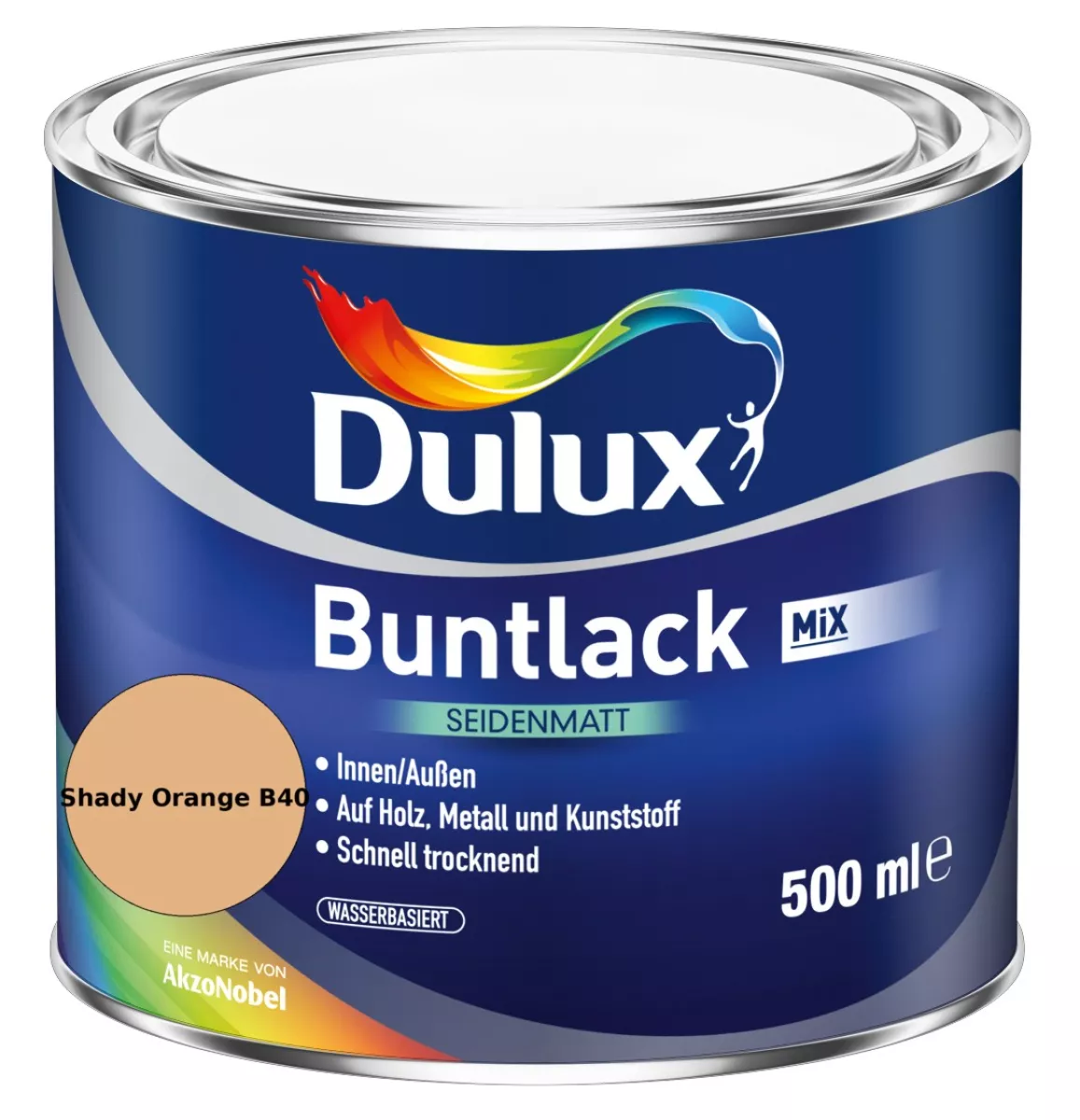 Dulux Buntlack Seidenmatt wasserbasiert Shady Orange B40 Wunschfarbton 0,5 L