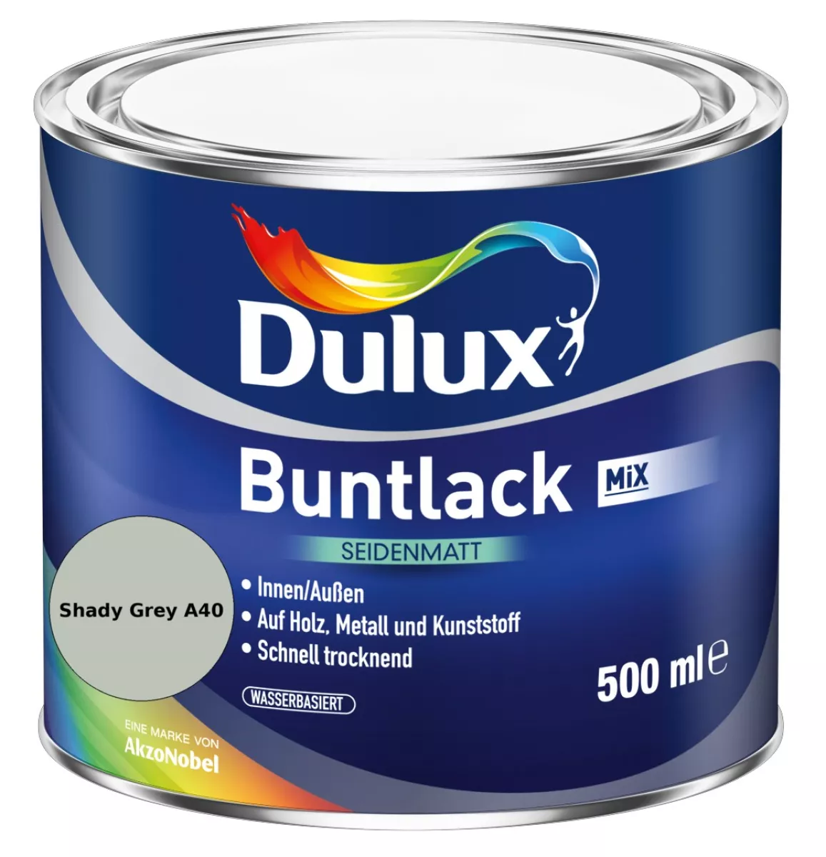 Dulux Buntlack Seidenmatt wasserbasiert Shady Grey A40 Wunschfarbton 0,5 L