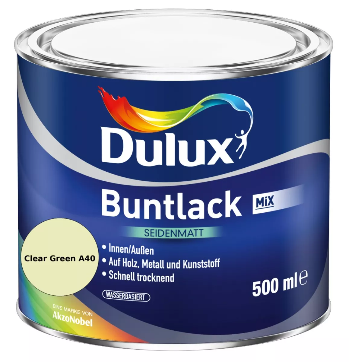 Dulux Buntlack Seidenmatt wasserbasiert Clear Green A40 Wunschfarbton 0,5 L