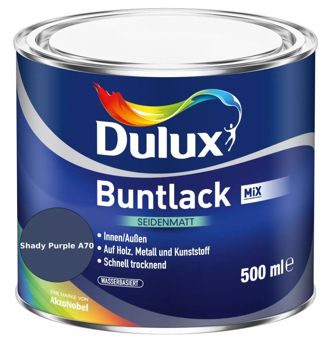 Dulux Buntlack Seidenmatt wasserbasiert Shady Purple A70 Wunschfarbton 0,5 L