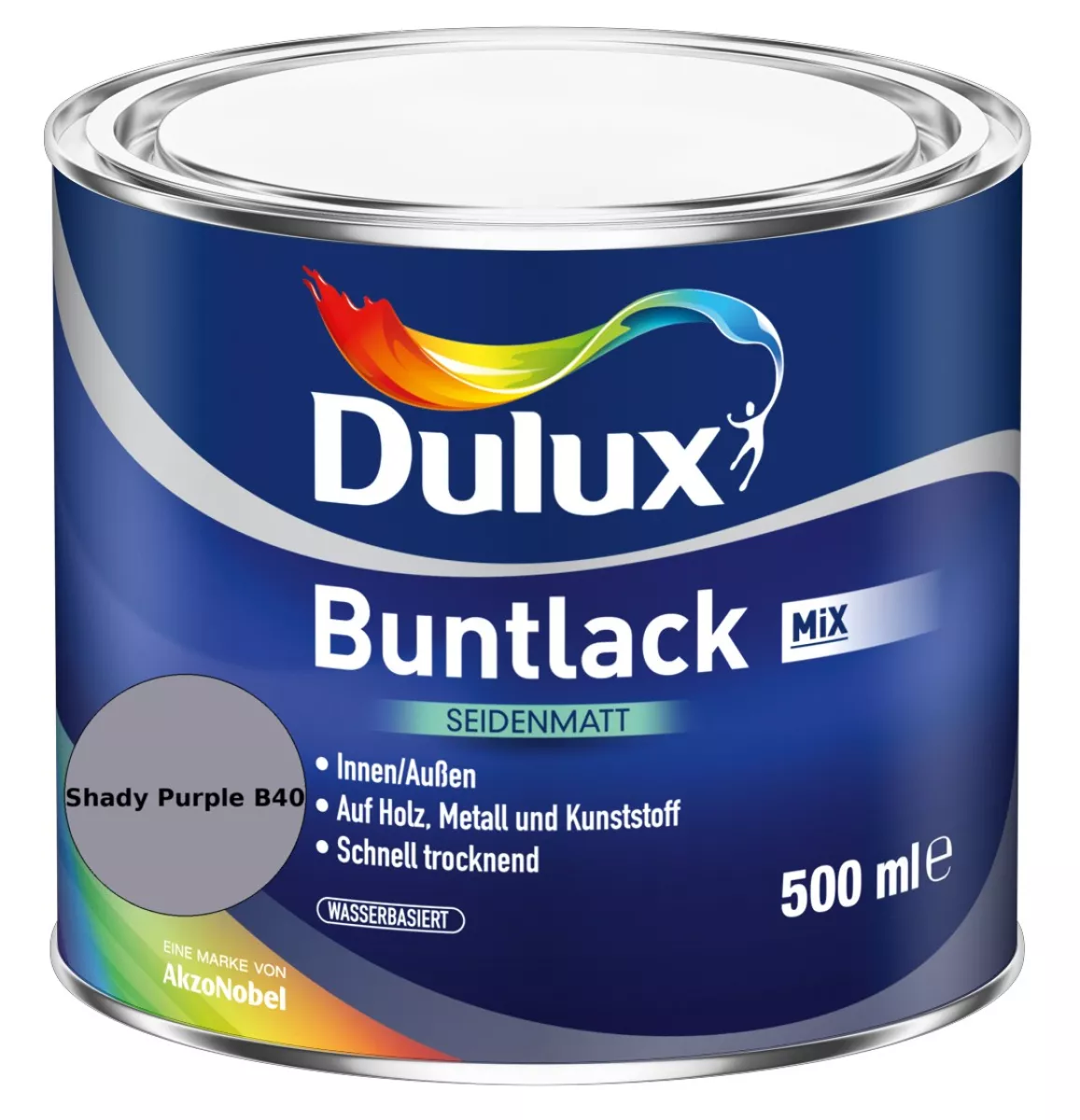 Dulux Buntlack Seidenmatt wasserbasiert Shady Purple B40 Wunschfarbton 0,5 L