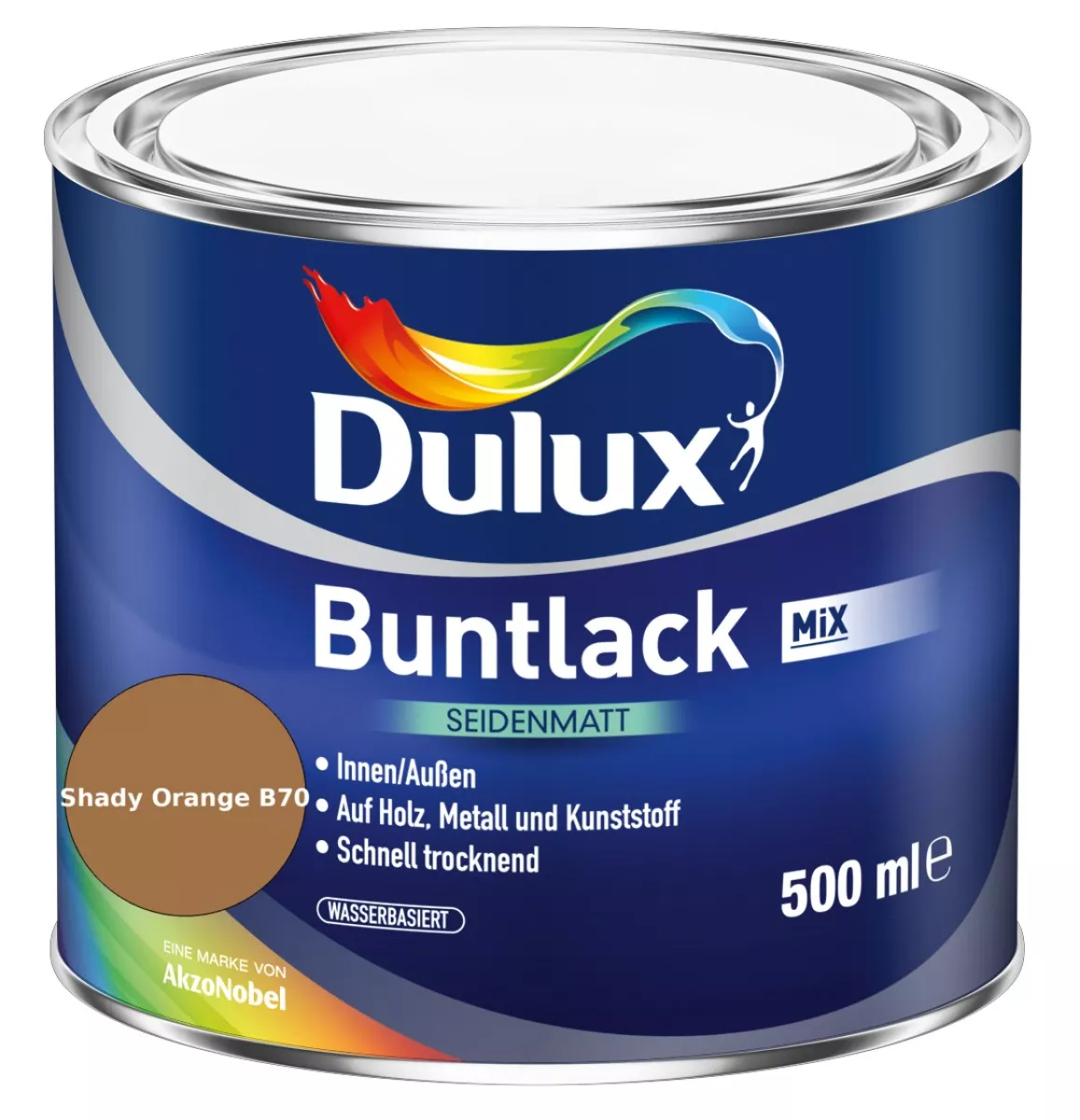Dulux Buntlack Seidenmatt wasserbasiert Shady Orange B70 Wunschfarbton 0,5 L