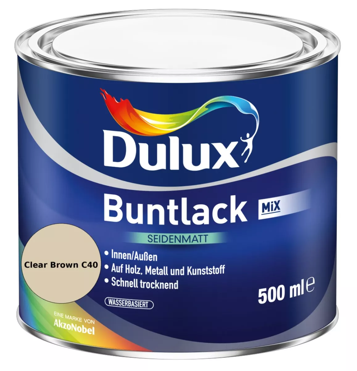 Dulux Buntlack Seidenmatt wasserbasiert Clear Brown C40 Wunschfarbton 0,5 L