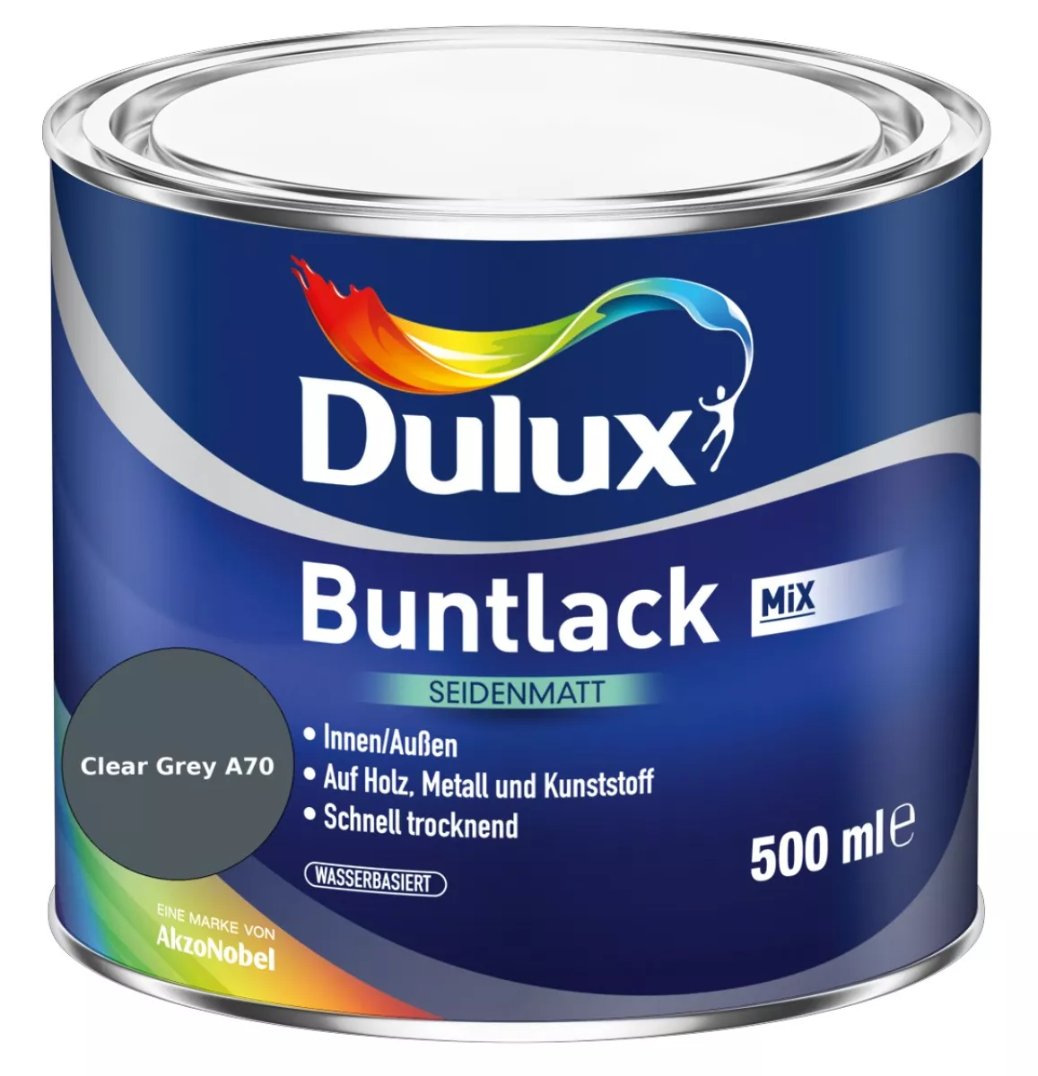 Dulux Buntlack Seidenmatt wasserbasiert Clear Grey A70 Wunschfarbton 0,5 L