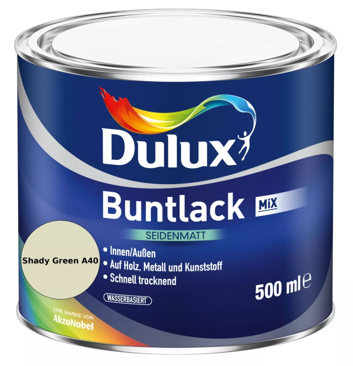 Dulux Buntlack Seidenmatt wasserbasiert Shady Green A40 Wunschfarbton 0,5 L