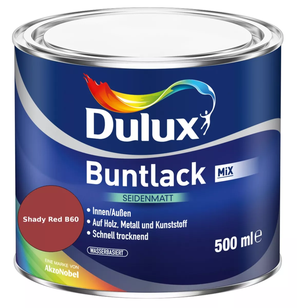 Dulux Buntlack Seidenmatt wasserbasiert Shady Red B60 Wunschfarbton 0,5 L