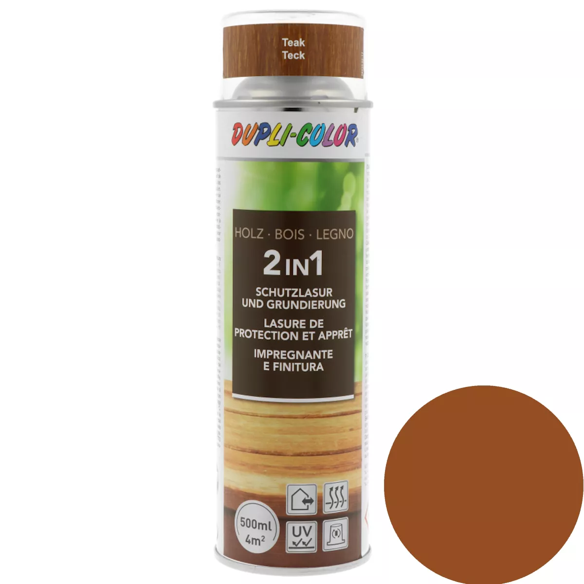 DUPLI-COLOR Holzschutzlasur 2in1 Spray 500 ml teak