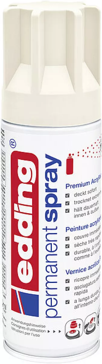 edding Permanent Spray 5200 Spraydosen Premium-Acryllack Sprühlack Cremeweiß matt 200ml