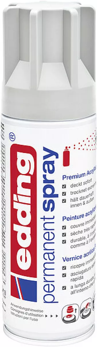 edding Permanent Spray 5200 Spraydosen Premium-Acryllack Sprühlack Lichtgrau matt 200ml
