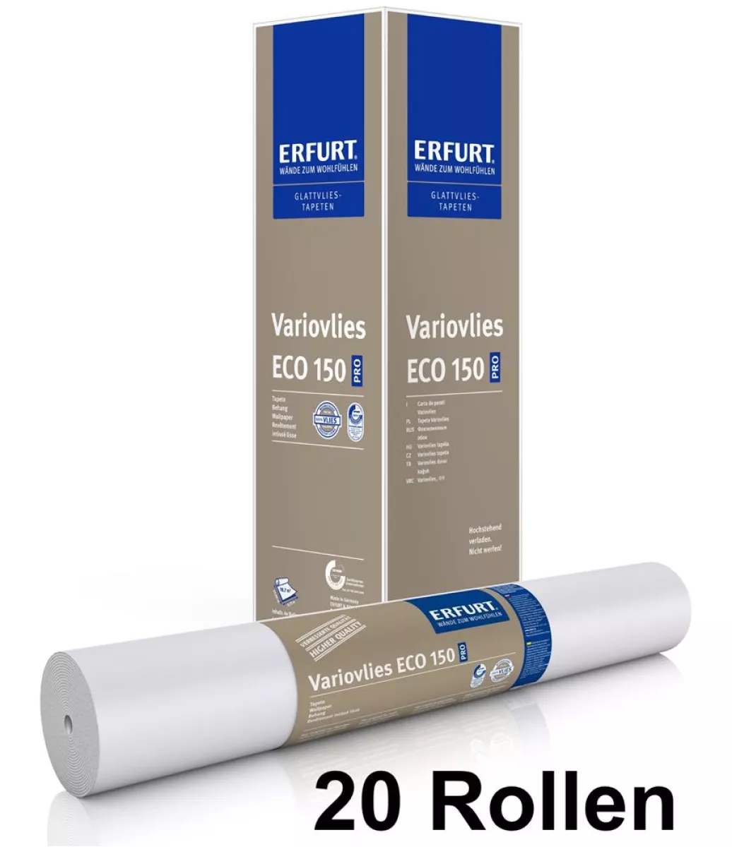 ERFURT FH Variovlies Eco 150 Pro Vliesfasertapete Glattvlies Renoviervlies 20 Rollen (25 x 0,75m) 375 m²