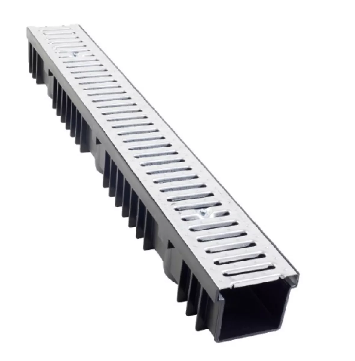Foxonova Entwässerungsrinne Kunststoff bis 1,5t belastbar Rost Stahl verzinkt L100 x B13 x H10,5cm