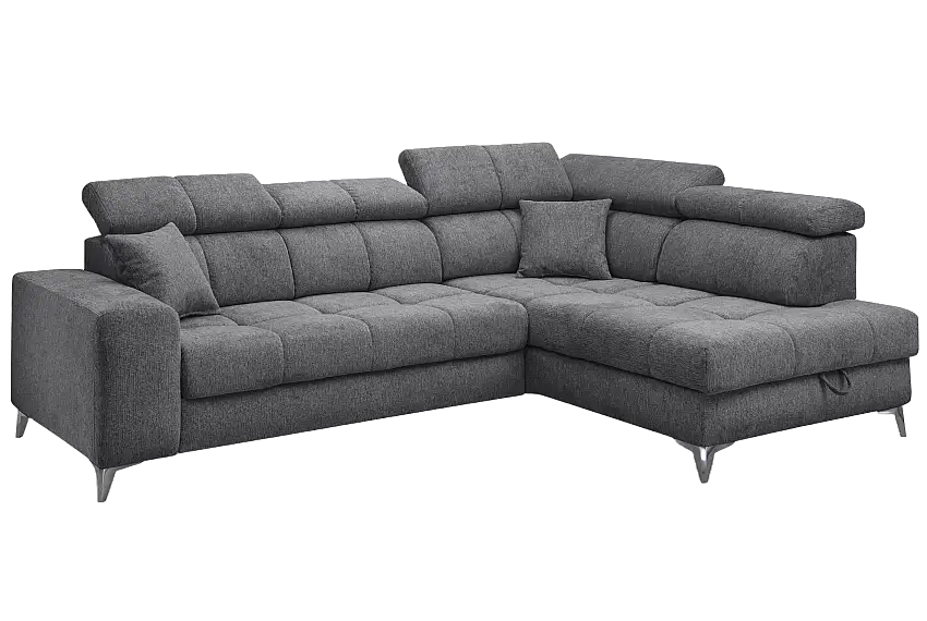 Ecksofa Sydney Anthrazit mit Stauraum und Funktionen