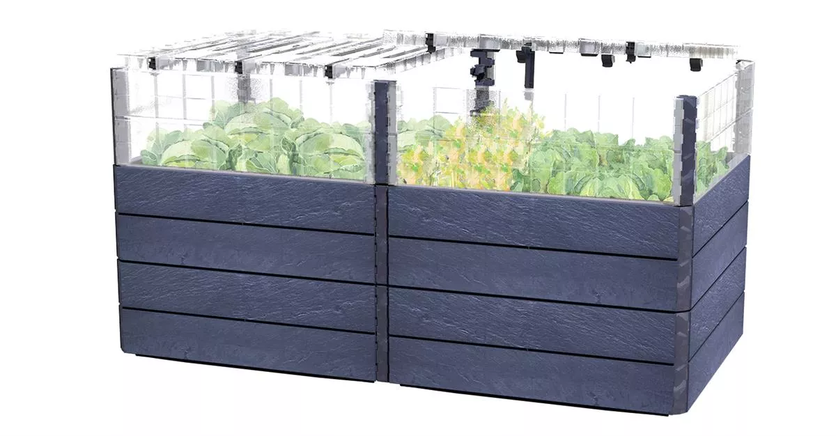 Garantia ERGO QUADRO TurboPlus 2L 80 Hochbeet Stone inkl. FLORA