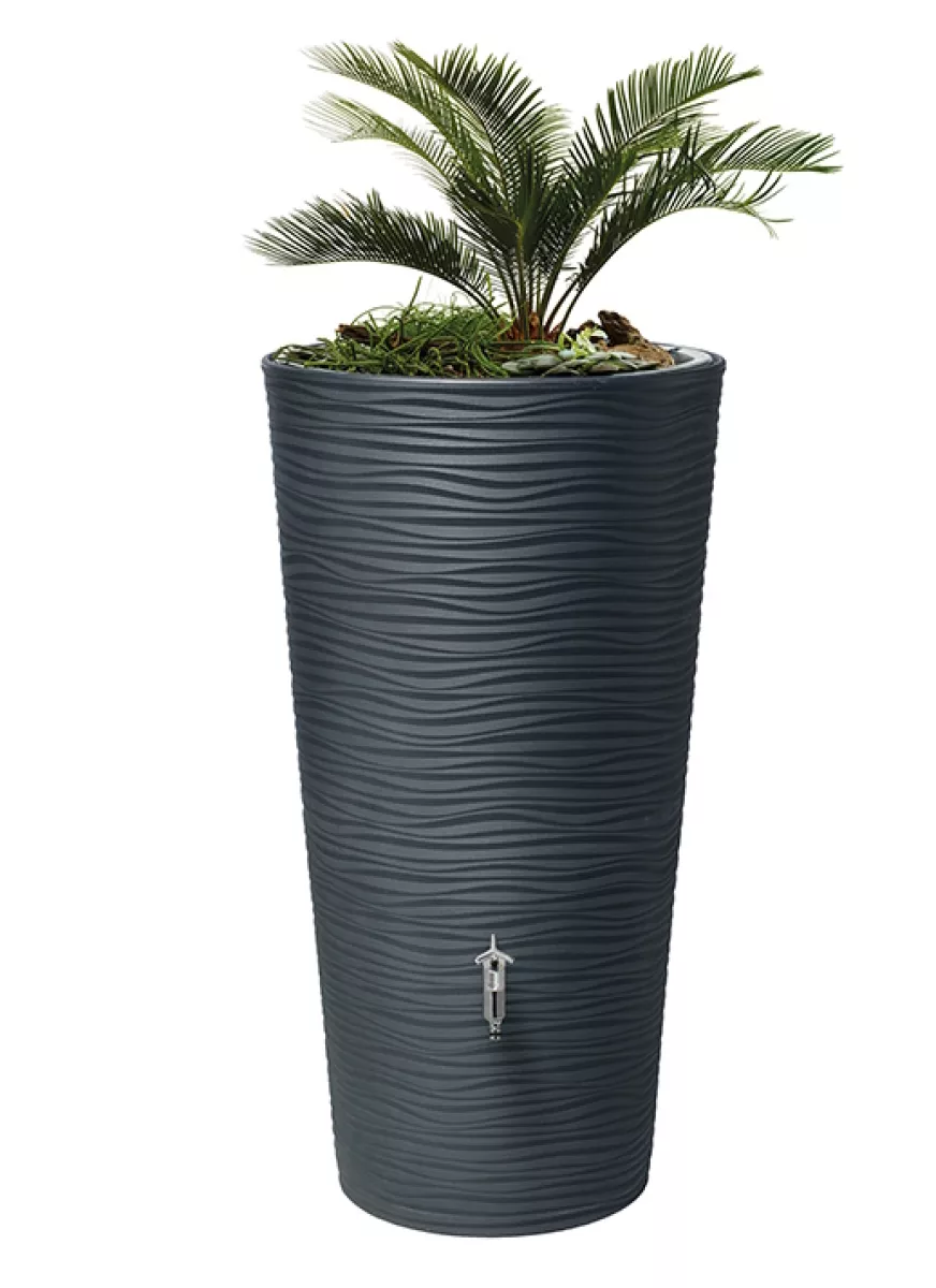 Garantia NATURA 2in1 Regenspeicher 350 L graphite grau mit integrierter Pflanzschale