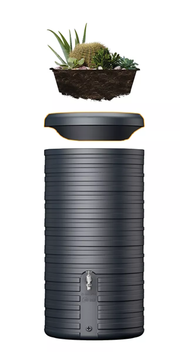 Garantia NORDIC 2in1 Regenspeicher graphite grau 300L m. integrierter Pflanzschale