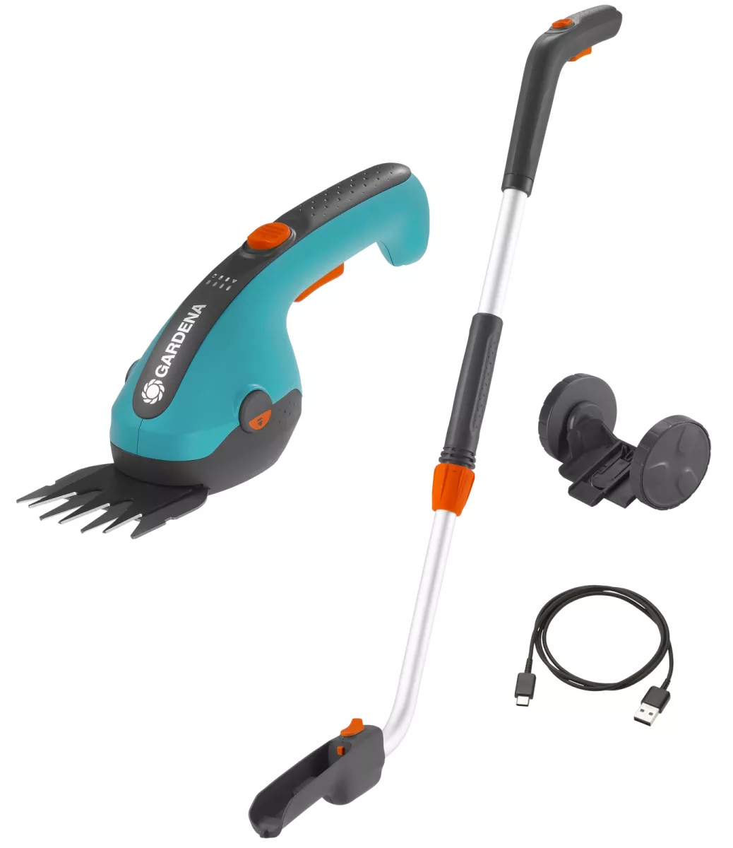 Gardena Set Akku-Grasschere ClassicCut Li + Stiel + Räder