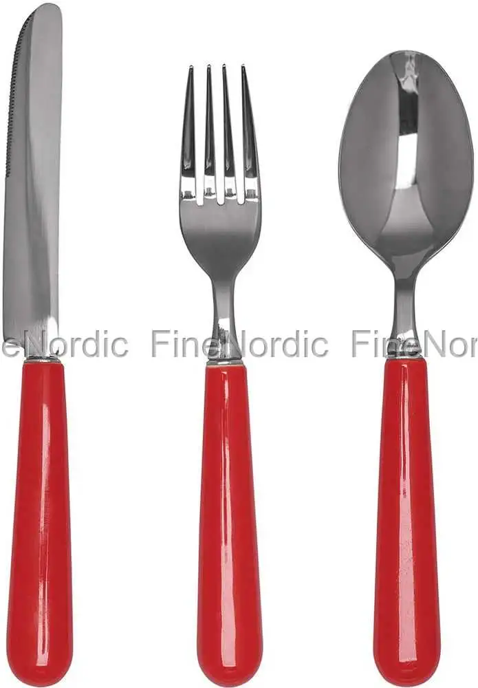 GreenGate Besteckset - Cutlery Red with Porcelain Handle 3er Set