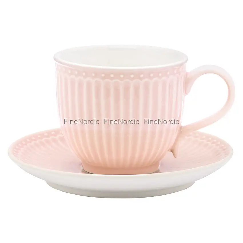 GreenGate Tasse mit Untertasse Stoneware Cup & Saucer Alice Pale Pink