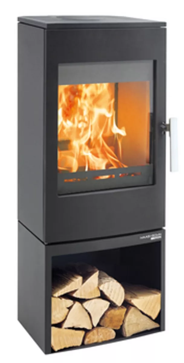 Haas+Sohn Kaminofen INZELL easy tief-schwarz mit Holzfach ohne Türe 6 kW