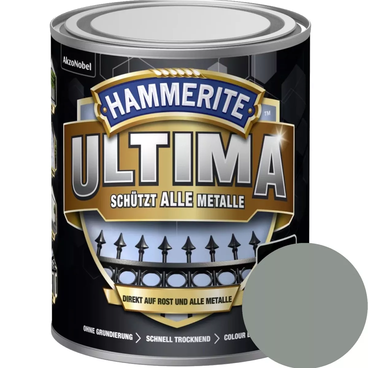 Hammerite Metallschutzlack ULTIMA glänzend Verkehrsgrau RAL 7042 250ml Rostschutz